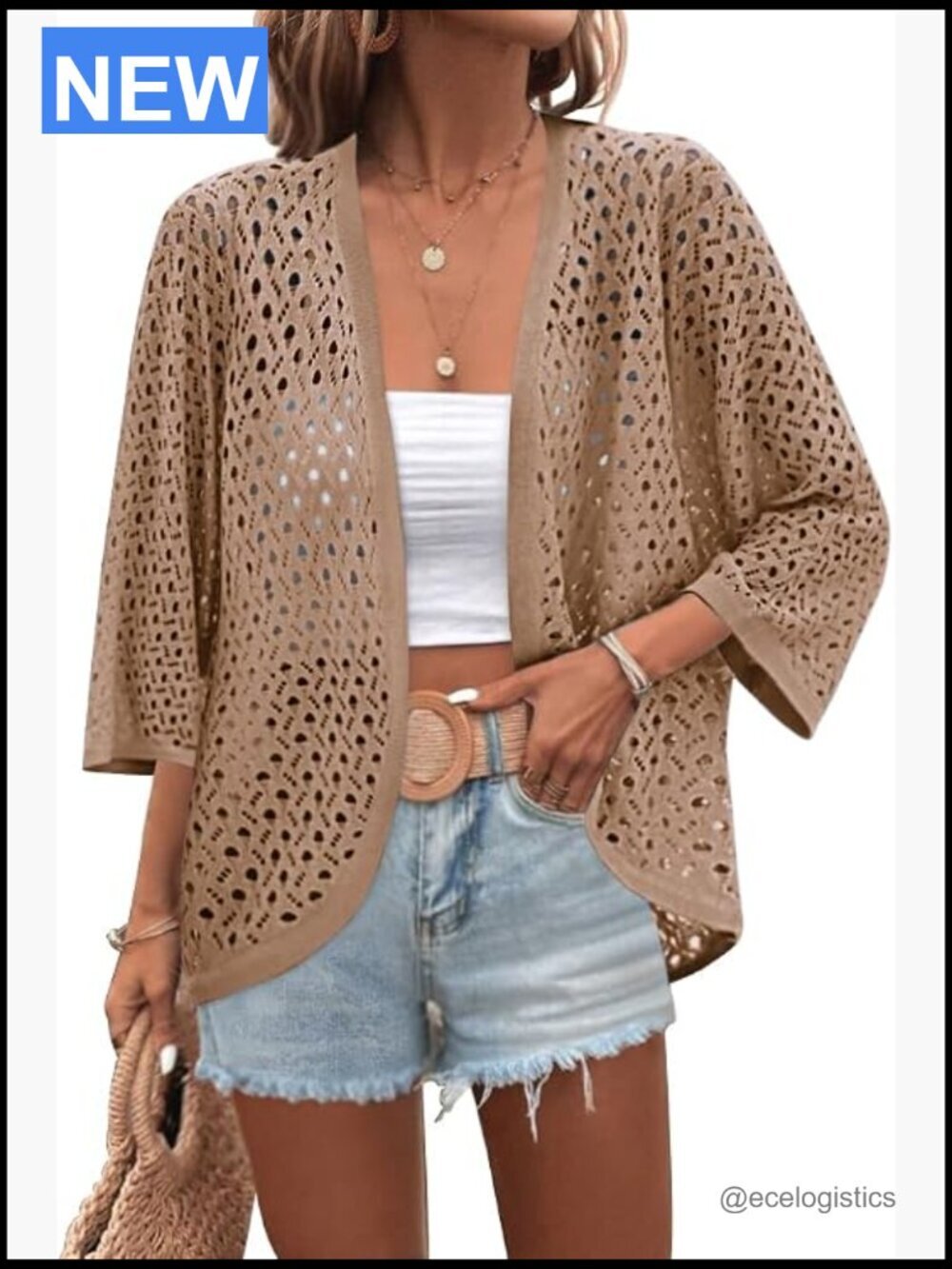 Lightweight Crochet Cardigan Sweater Boho Knit Cover Up Open Front